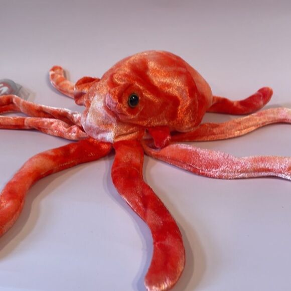 2000 Ty Original Beanie Baby Wiggly Red/Orange Squid New With Tag EUC 9” long - Picture 2 of 8